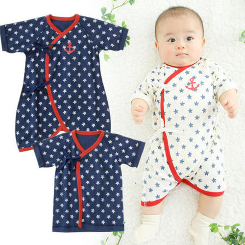 ボンシュシュお星さまマリン/新生児肌着セットコンビ肌着&短肌着2枚セット