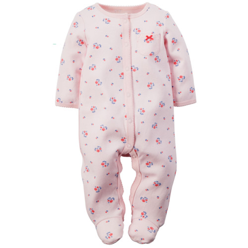 カーターズ ロンパース carter's 【2016年春夏新作】 女の子用ベビーピンク春の訪れ花柄足つきカバーオール 綿肌着 ボディスーツ ボディースーツ 前開き足付きパジャマ 【楽ギフ_包装選択】