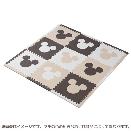 ジョイントマット ふち付き9枚組 ミッキー(カフェカラー)