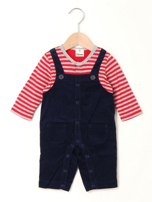 ebaby コーデュロイサロペット風ロンパース イーベビー