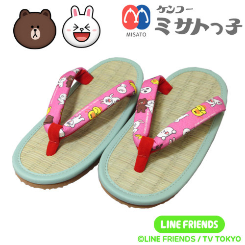 オリジナルミサトっ子草履 LINEキャラクター柄(LINEピンク・LINEグリーン) 子供用 15〜22cm 日本製