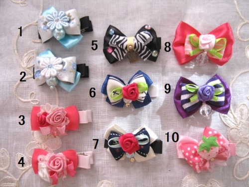 【LOVE*FLOWER】ハンドメイド 愛いデザインのヘアクリップ。バラ、パール、いちご、王冠デザイン。【ネコポス対応】