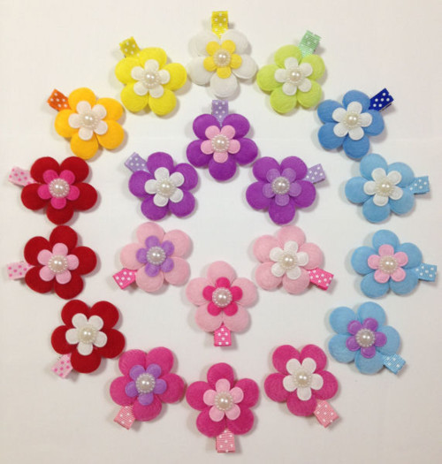 【Yumeiro】ハンドメイド お花畑みたいなパール付きベビーヘアクリップ【ネコポス対応】
