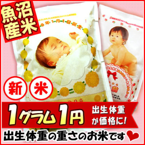 出産内祝いの名入れギフト 魚沼産コシヒカリ 抱っこできる赤ちゃんプリント 米 出生体重米 内祝い