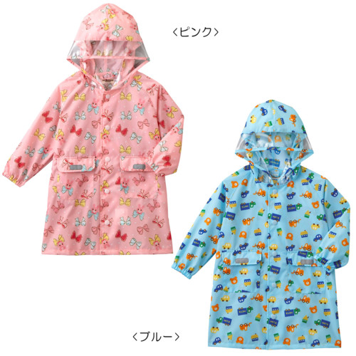 【ホットビスケッツ】働く車&リボン☆レインコート〈SS-L(80cm-120cm)〉