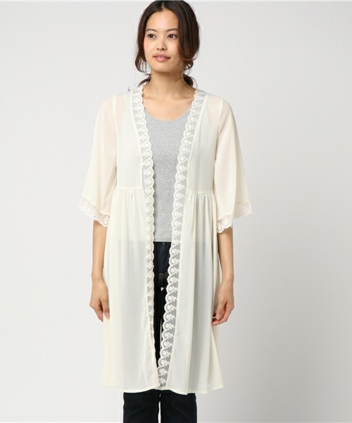 レース×シフォン楊柳ガウン