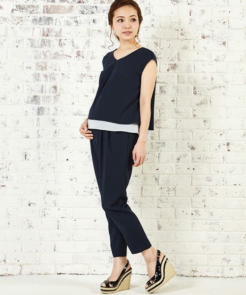 【安田美沙子さん着用】フレンチスリーブ×テーパード セットアップ