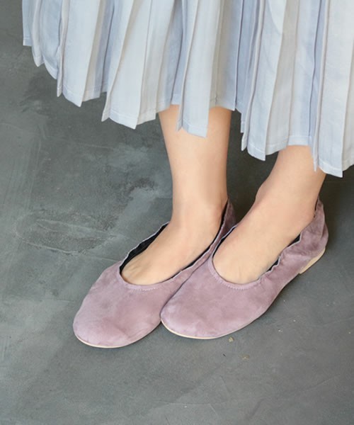 ふわふわクッションインソールで快適!履き口ゴムの甲深バレエシューズ/パンプス