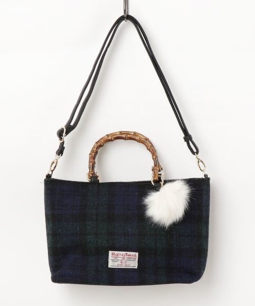 Harris Tweed/ハリスツイード バンブーハンドルトートバッグ